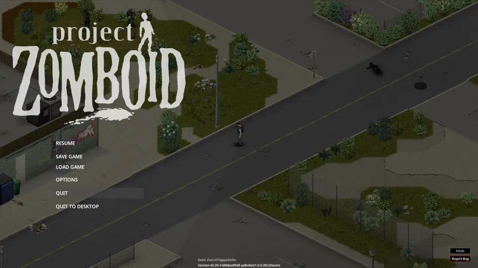 Project Zomboid pause menu with Native Manual Saves